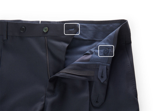 西裤开口三段式保护设计